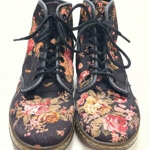 Dr. Martens Black Floral Lace-Up Boots